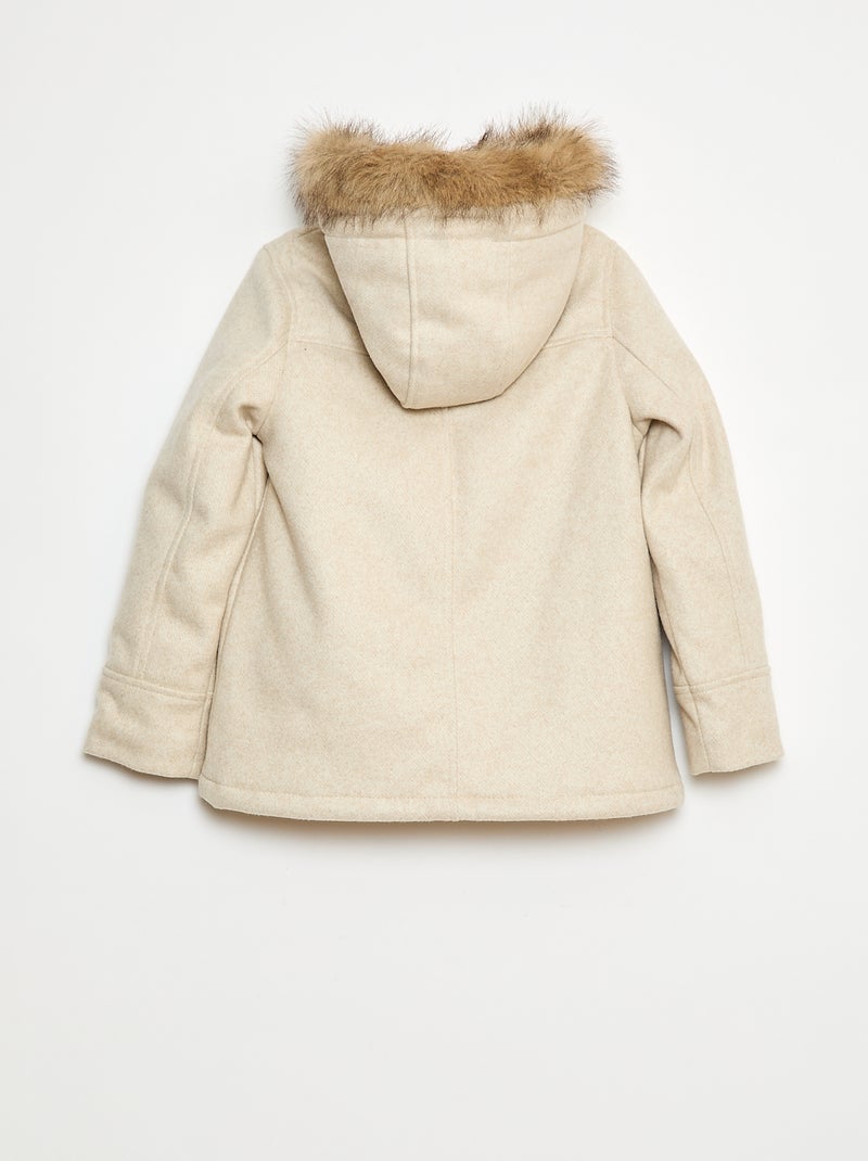 Cappotto con cappuccio effetto lana Beige - Kiabi
