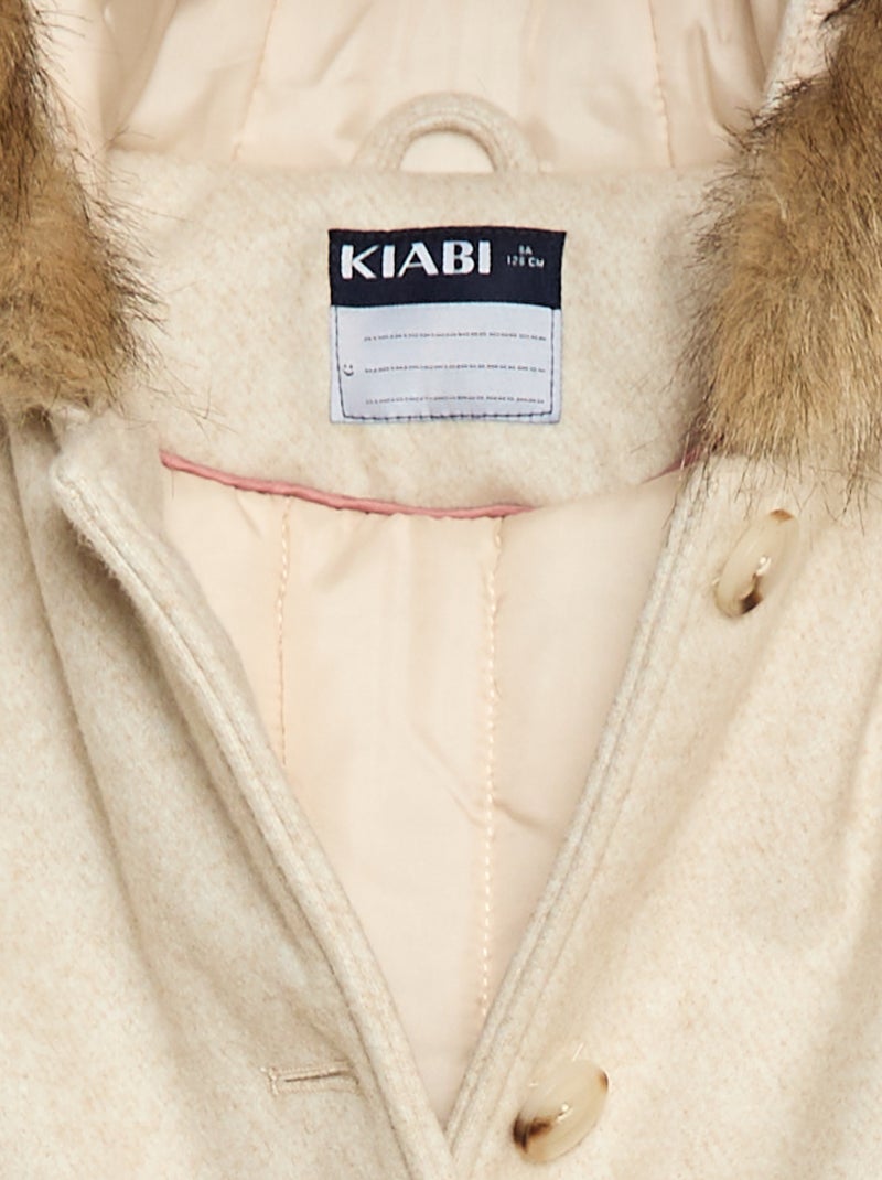 Cappotto con cappuccio effetto lana Beige - Kiabi