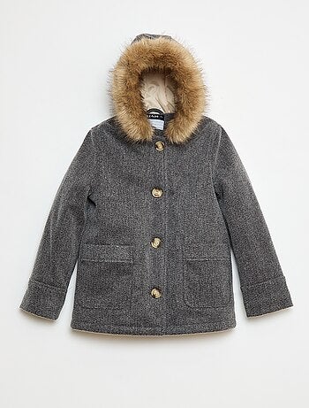 Cappotto con cappuccio effetto lana