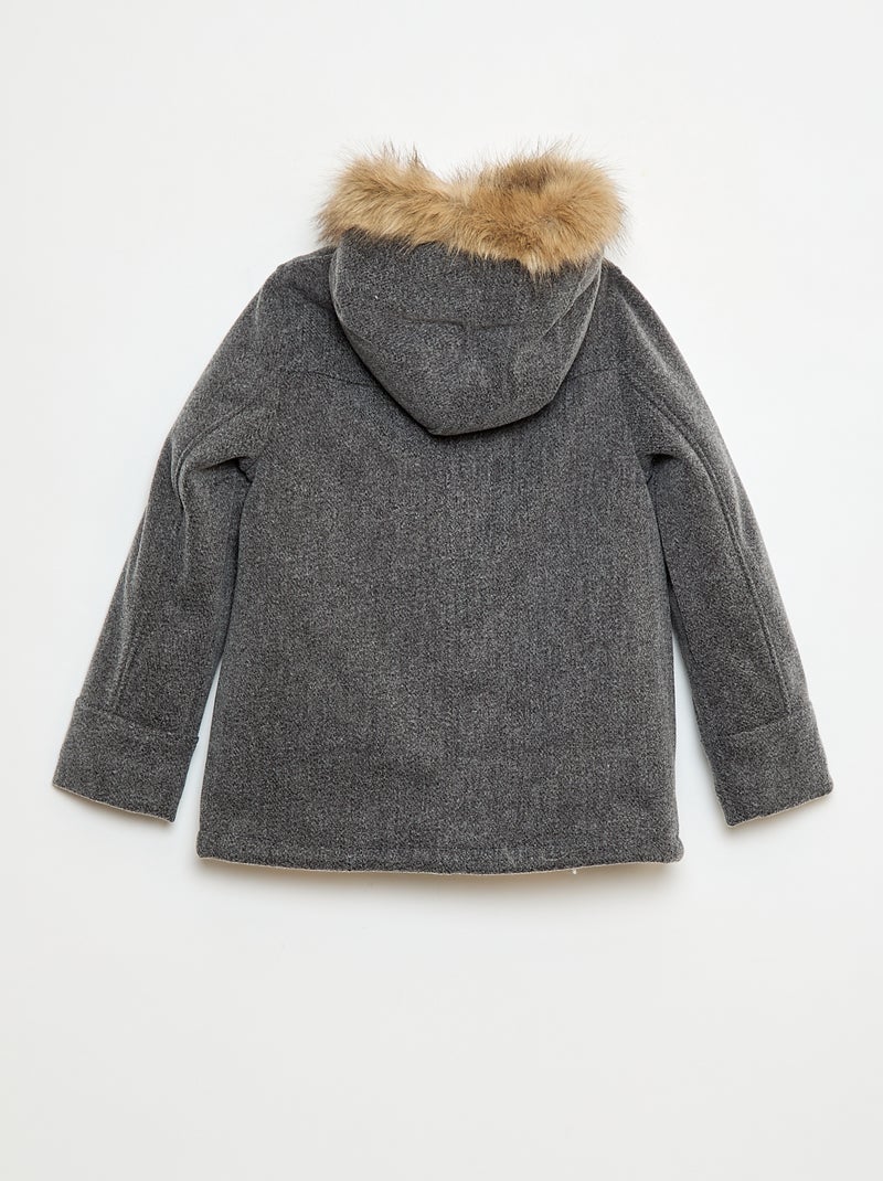 Cappotto con cappuccio effetto lana Grigio - Kiabi