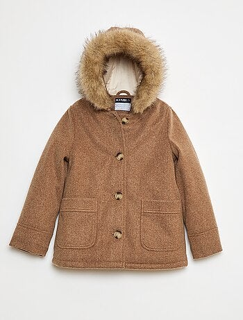 Cappotto con cappuccio effetto lana