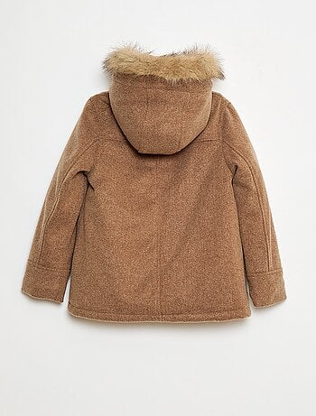 Cappotto con cappuccio effetto lana