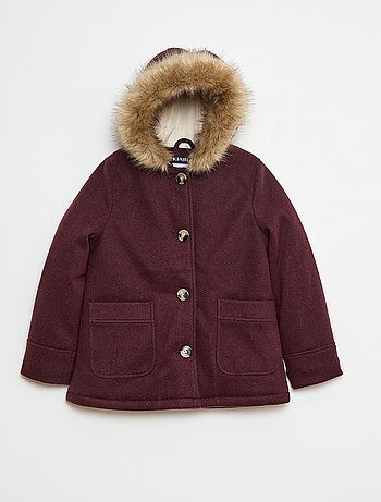 Cappotto con cappuccio effetto lana