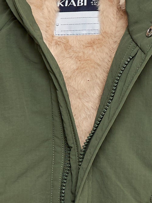 Cappotto con cappuccio foderato in ecopelliccia - Kiabi