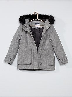 Cappotto con cappuccio in finta pelliccia - Kiabi