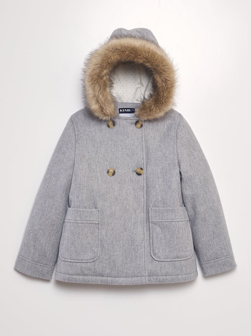 Cappotto con cappuccio tipo lanetta BEIGE - Kiabi