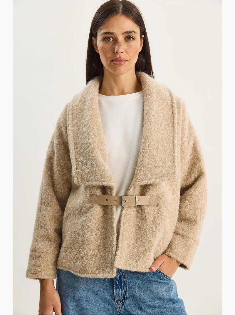 Cappotto con dettaglio cintura lucci Beige argilla - Kiabi