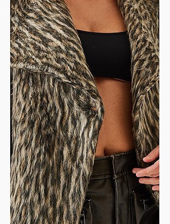 Cappotto con stampa leopardata spazzolata lucci