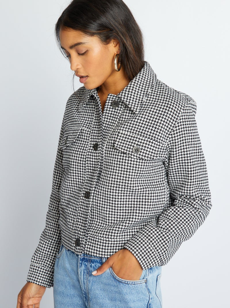 Veste (giubbotto) KILLAH à Carreaux Noir Et Azur - Taille XS - Occasion Très Bon état