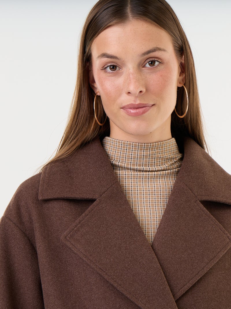 Cappotto corto doppiopetto Marrone - Kiabi