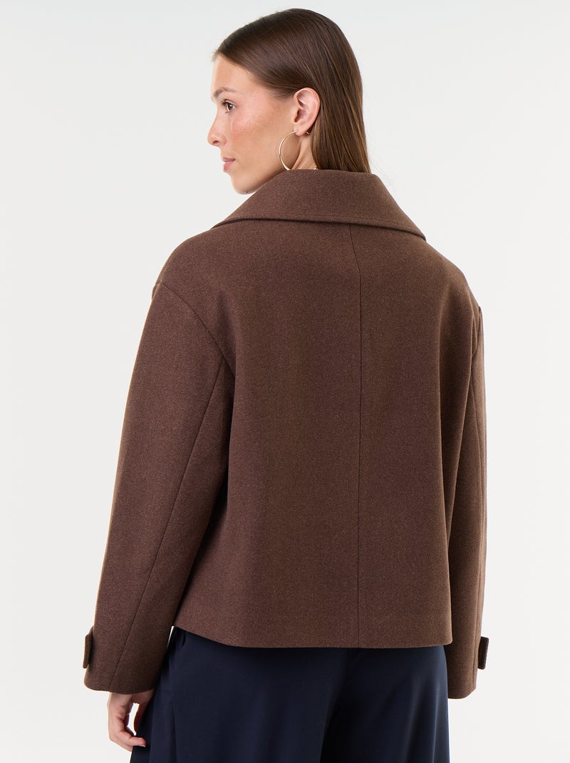 Cappotto corto doppiopetto Marrone - Kiabi
