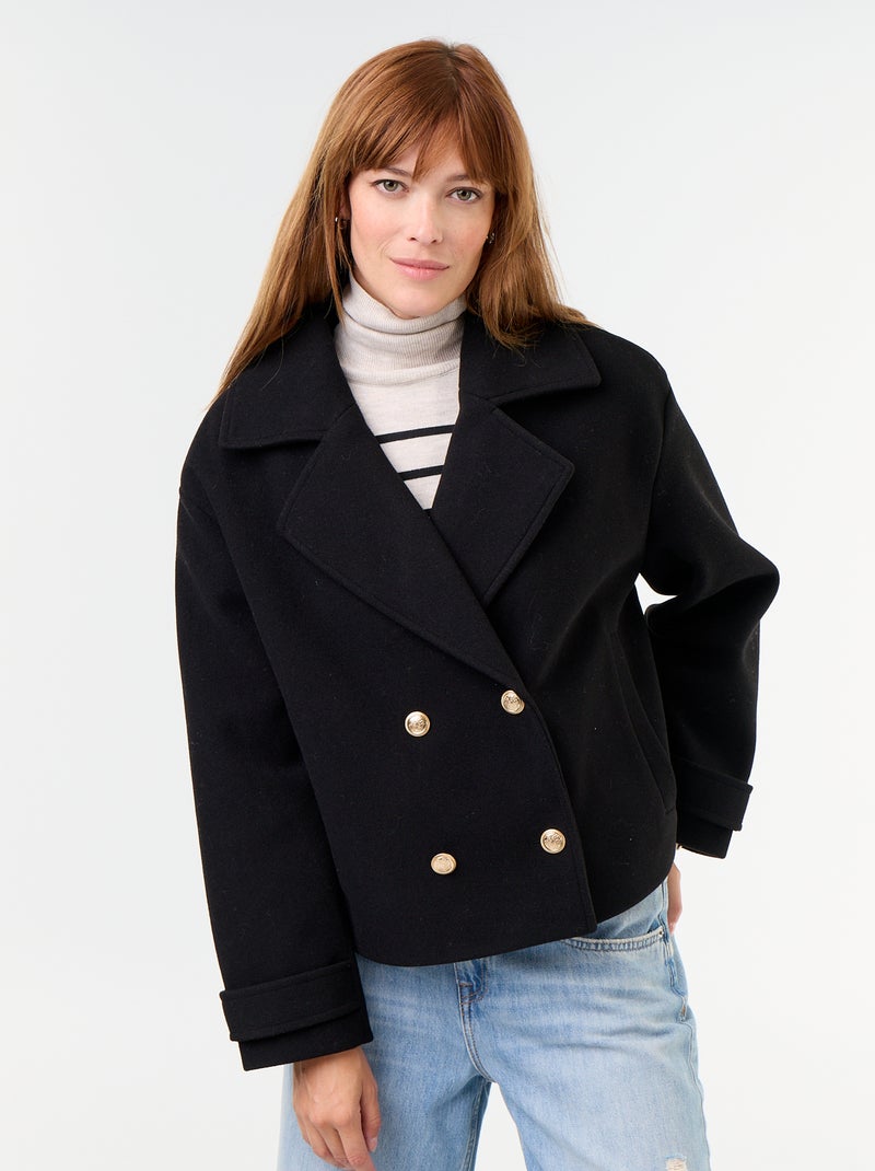 Cappotto corto doppiopetto Nero - Kiabi