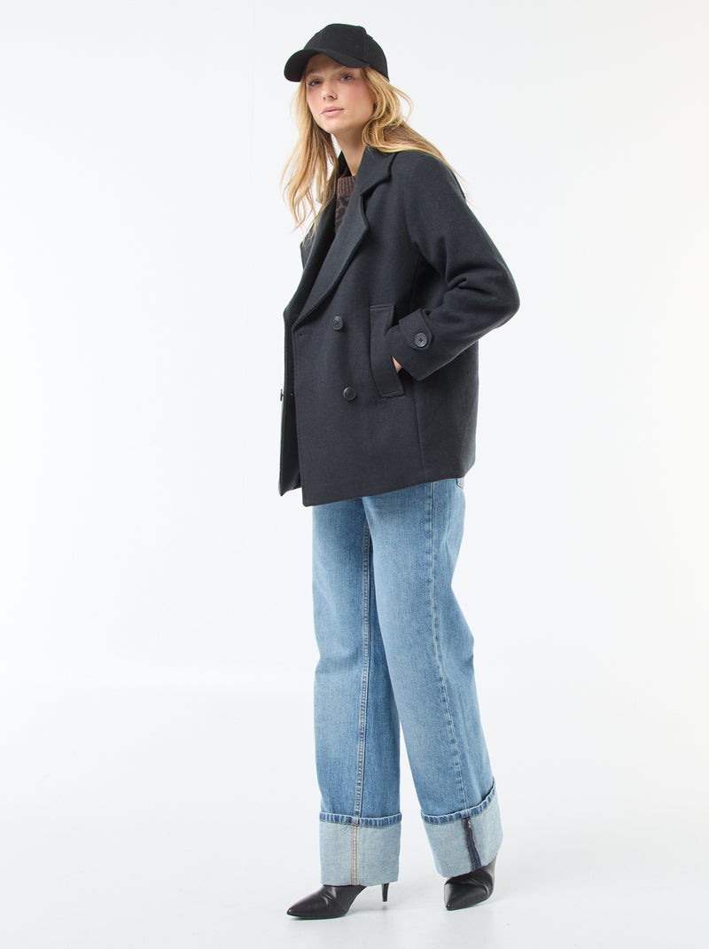Cappotto corto effetto lana Blu - Kiabi