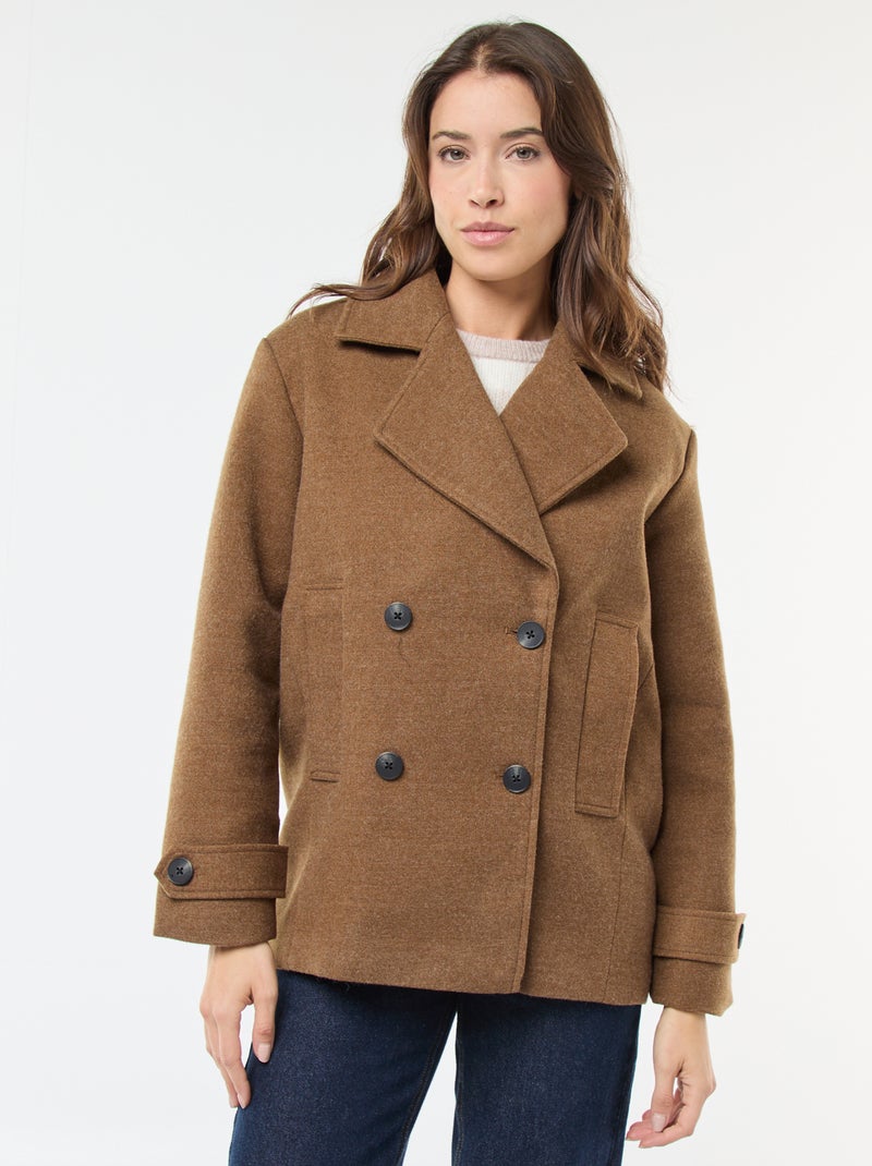 Cappotto corto effetto lana Marrone - Kiabi