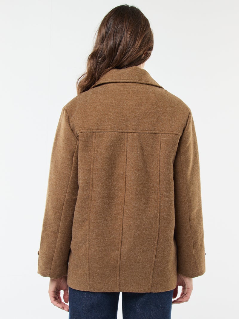 Cappotto corto effetto lana Marrone - Kiabi