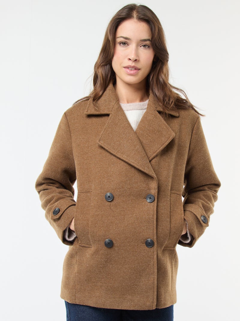 Cappotto corto effetto lana Marrone - Kiabi