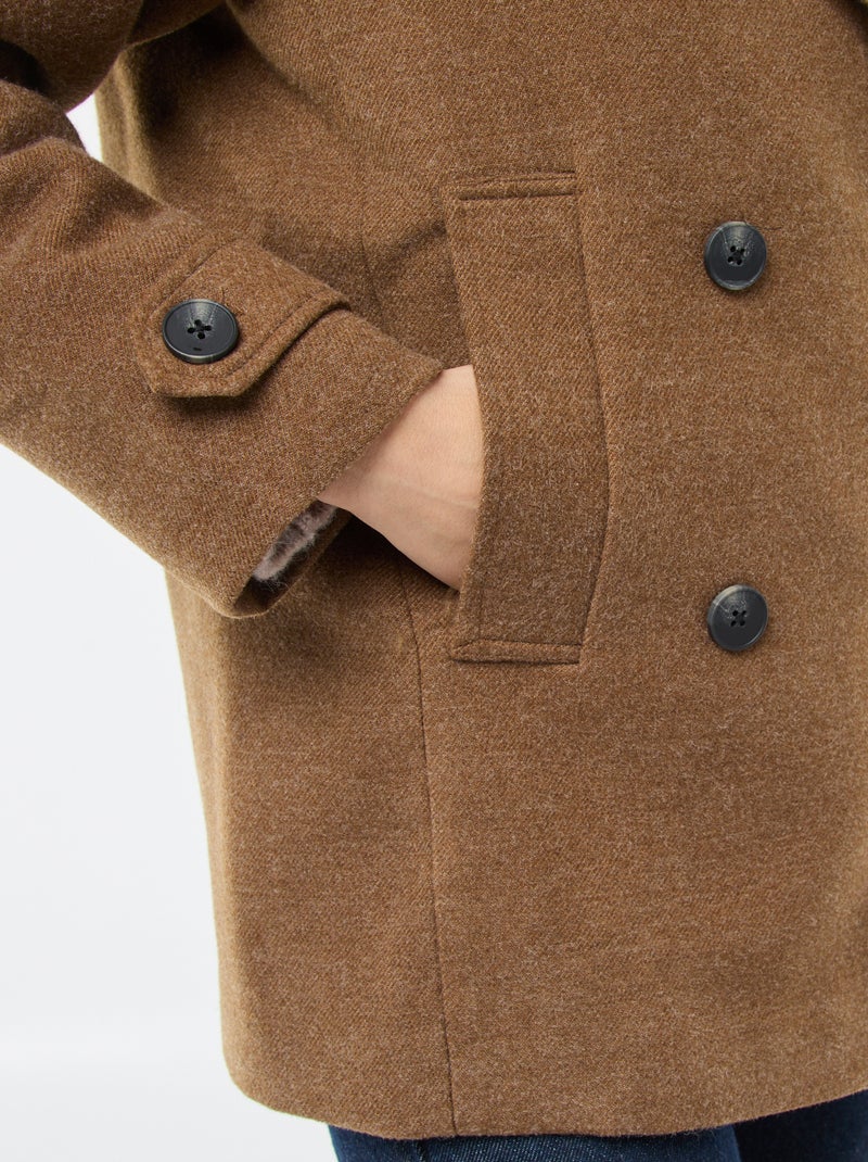 Cappotto corto effetto lana Marrone - Kiabi