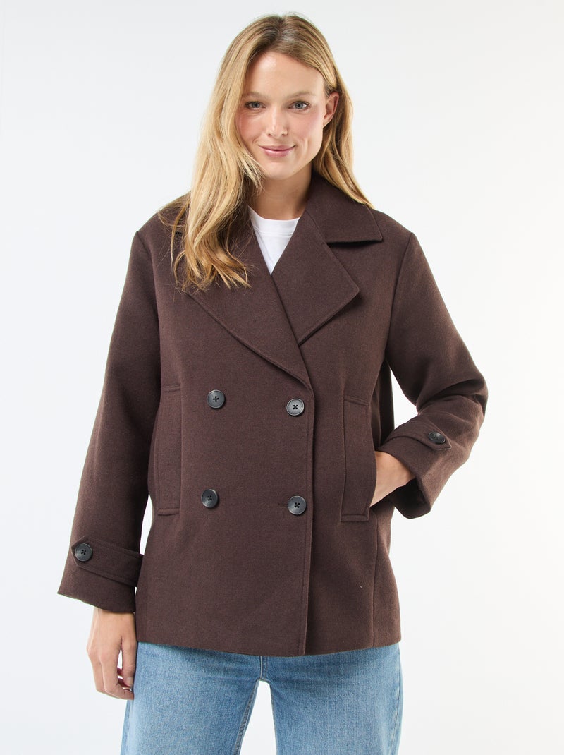 Cappotto corto effetto lana Marrone - Kiabi