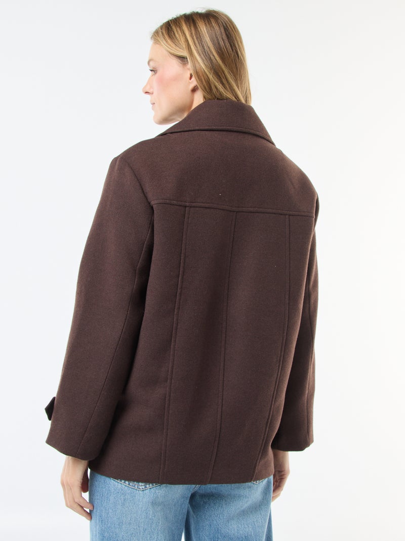 Cappotto corto effetto lana Marrone - Kiabi