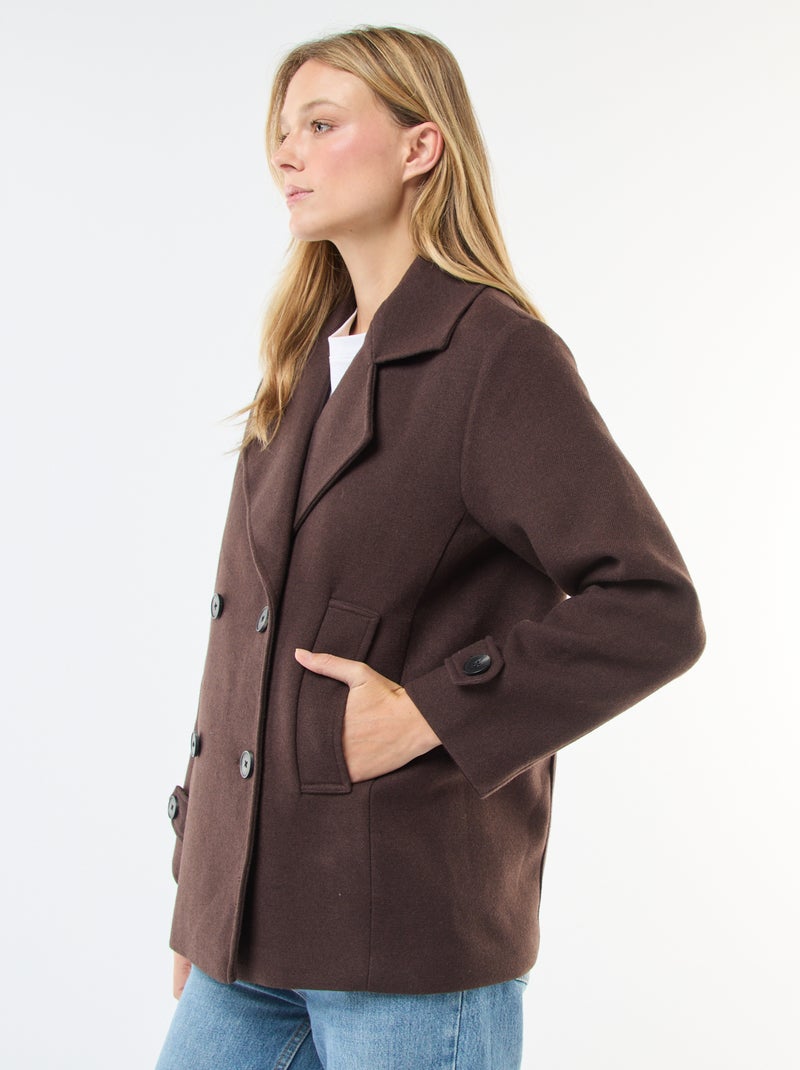 Cappotto corto effetto lana Marrone - Kiabi