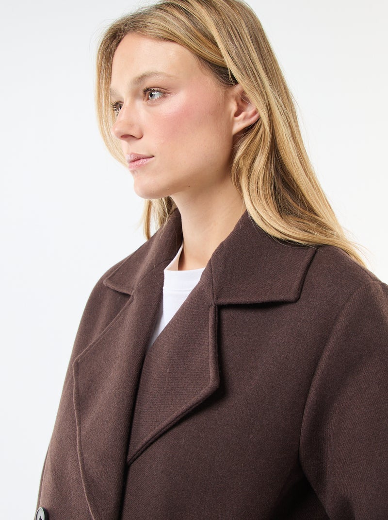 Cappotto corto effetto lana Marrone - Kiabi