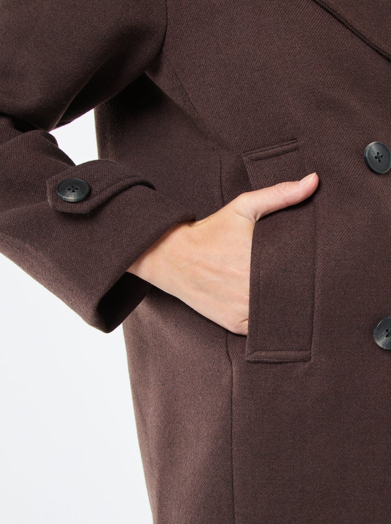 Cappotto corto effetto lana Marrone - Kiabi