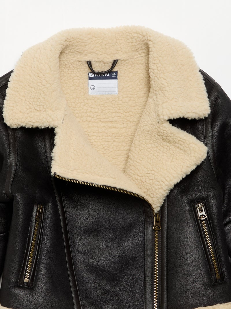 Cappotto corto effetto montone Nero - Kiabi