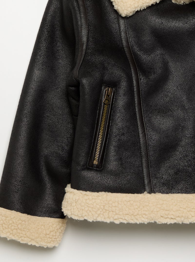 Cappotto corto effetto montone Nero - Kiabi