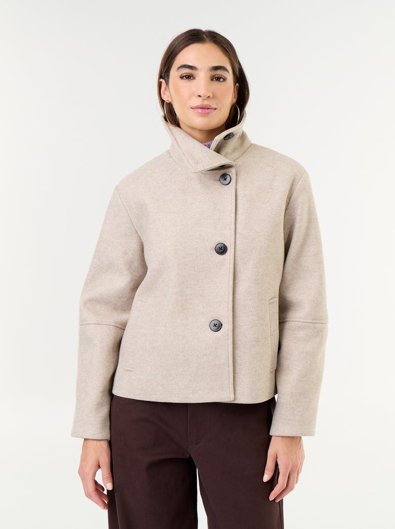 Cappotto corto effetto panno Beige - Kiabi