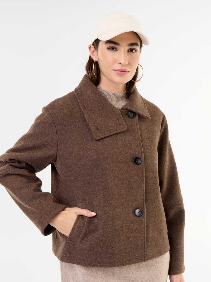 Cappotto corto effetto panno Marrone - Kiabi