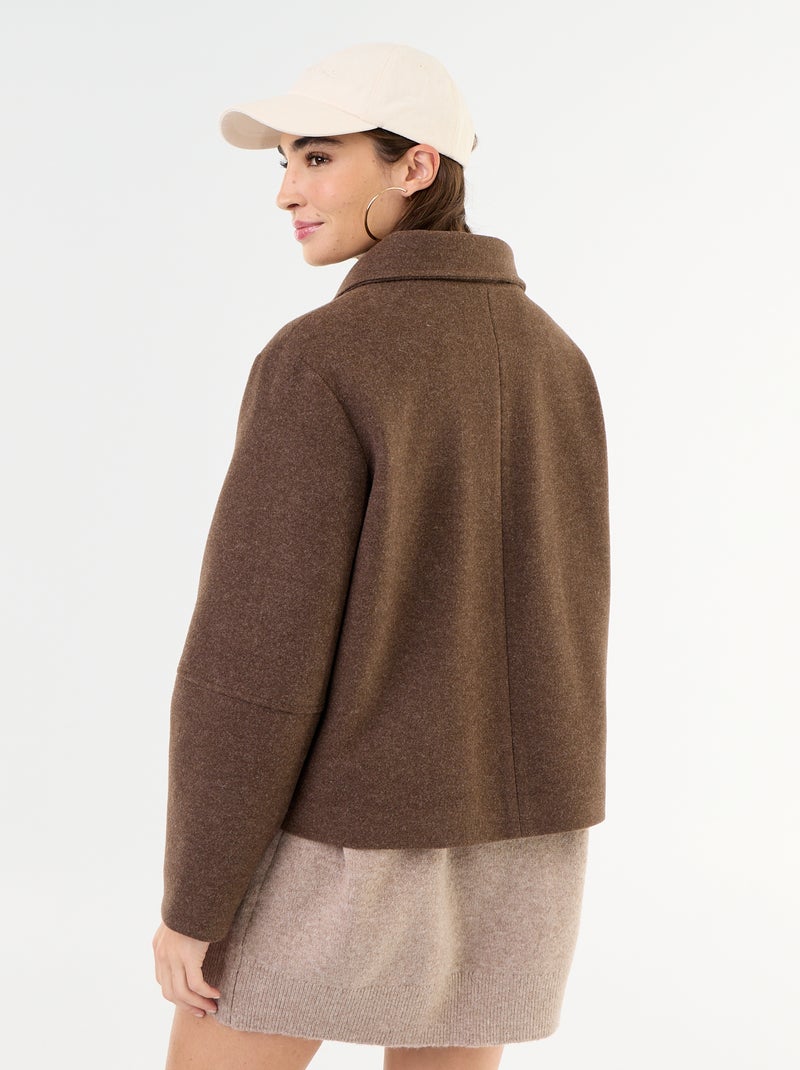 Cappotto corto effetto panno Marrone - Kiabi