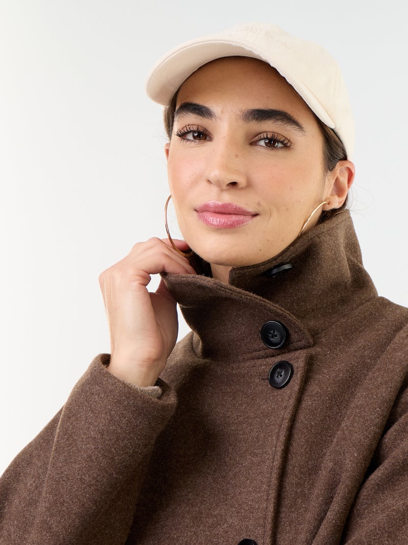 Cappotto corto effetto panno Marrone - Kiabi