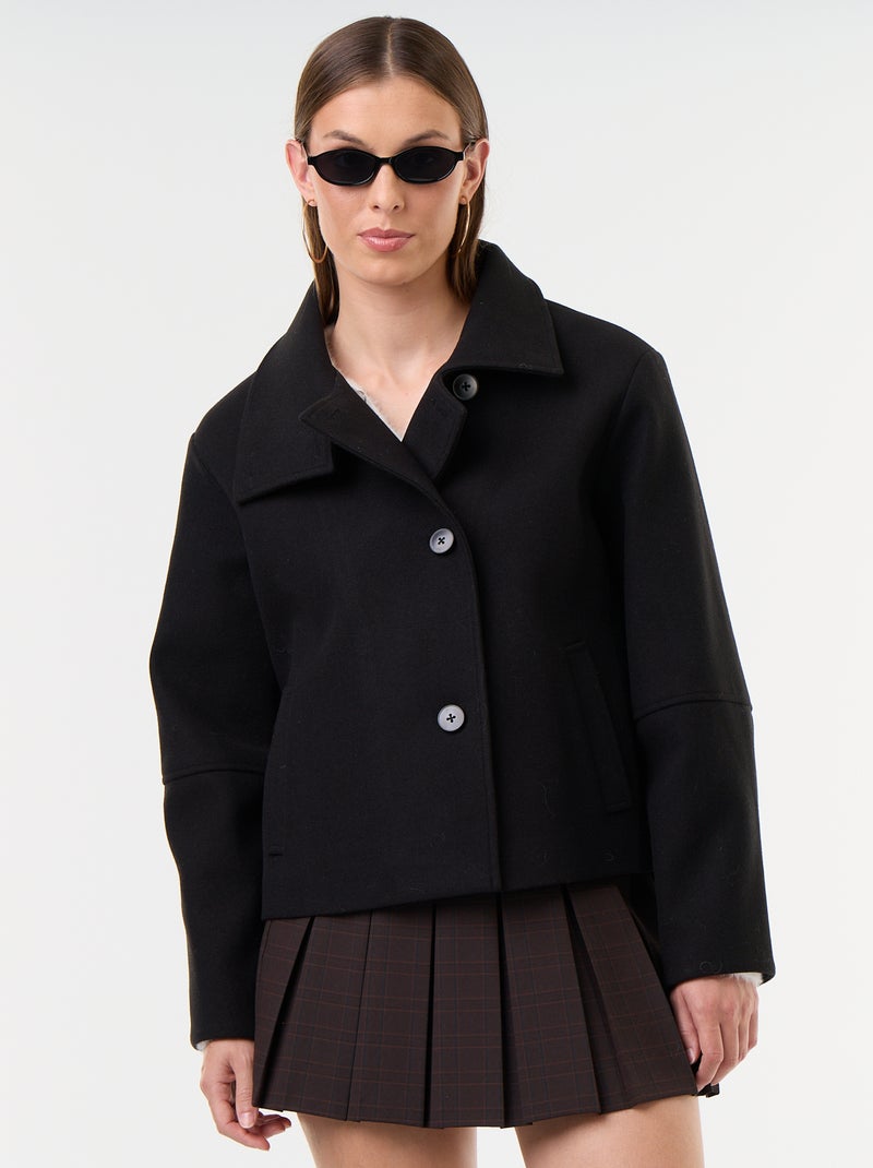 Cappotto corto effetto panno Nero - Kiabi