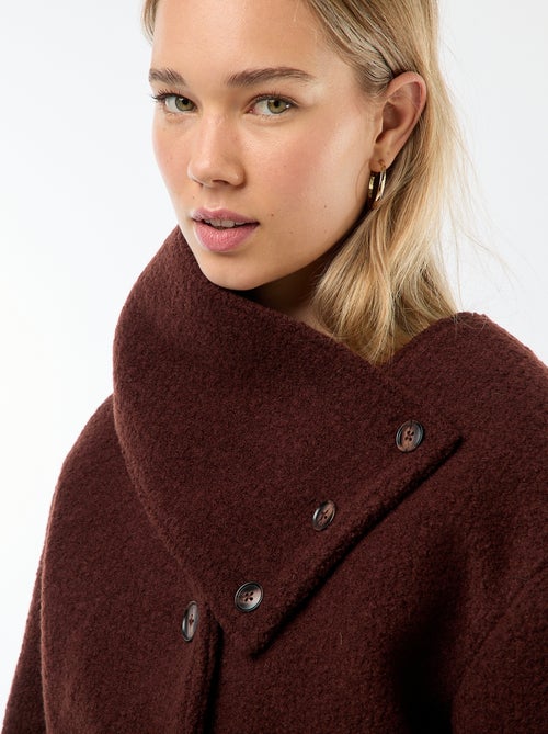 Cappotto corto in finto tessuto effetto lana con sciarpa removibile - Kiabi