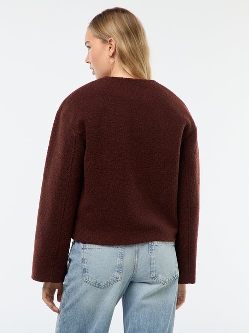 Cappotto corto in finto tessuto effetto lana con sciarpa removibile - Kiabi