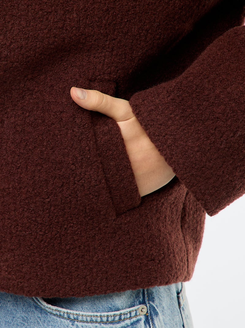 Cappotto corto in finto tessuto effetto lana con sciarpa removibile Marrone - Kiabi