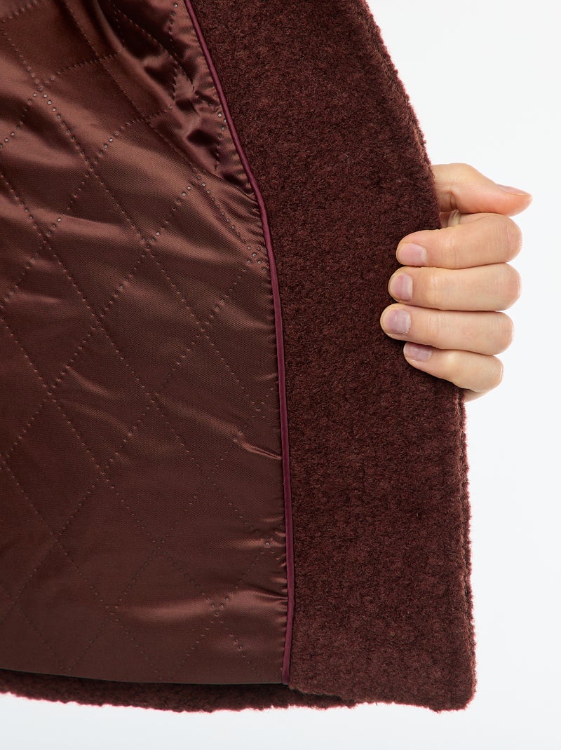 Cappotto corto in finto tessuto effetto lana con sciarpa removibile Marrone - Kiabi