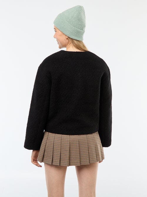 Cappotto corto in finto tessuto effetto lana con sciarpa removibile - Kiabi