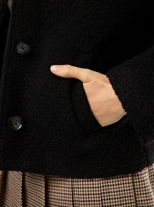 Cappotto corto in finto tessuto effetto lana con sciarpa removibile - Kiabi