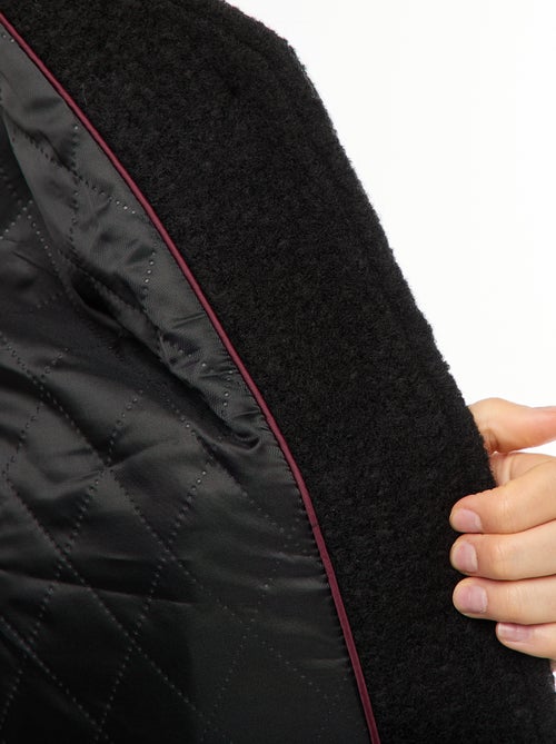 Cappotto corto in finto tessuto effetto lana con sciarpa removibile - Kiabi