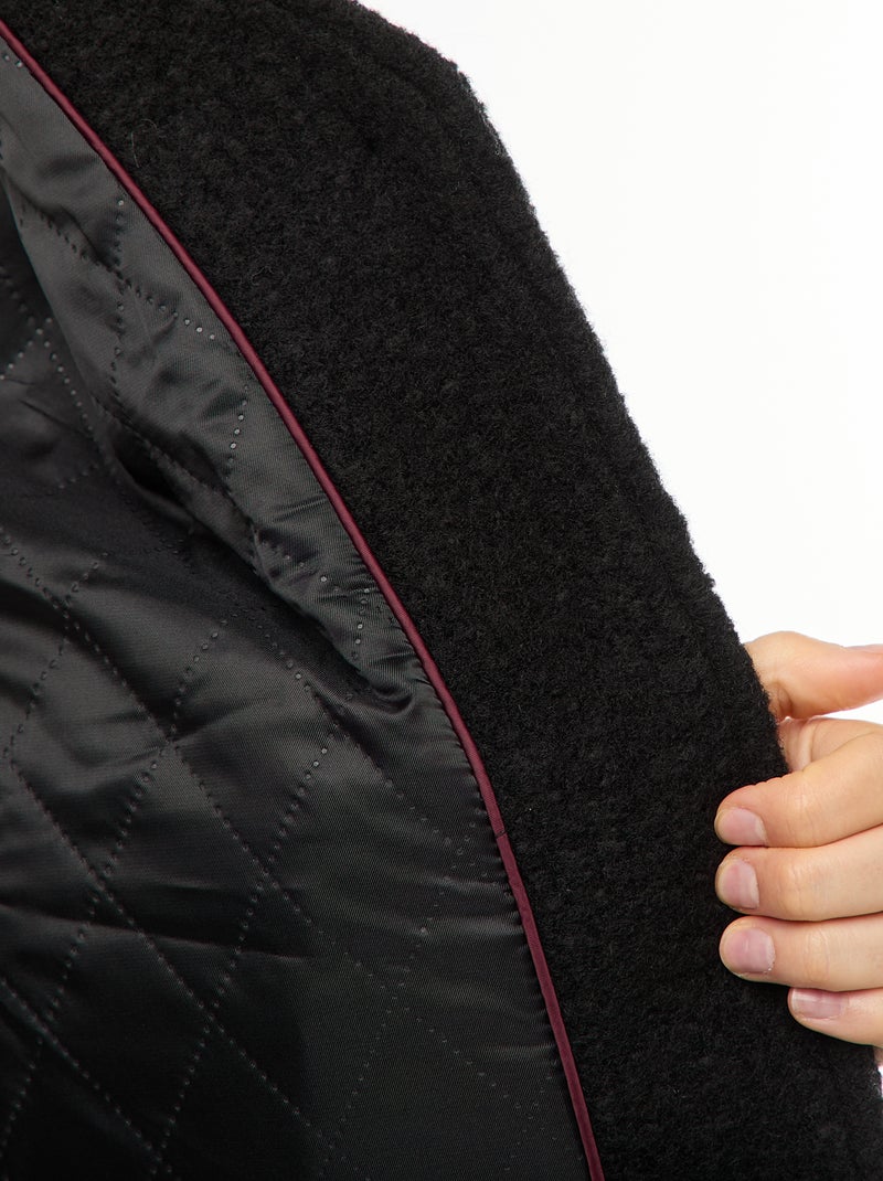 Cappotto corto in finto tessuto effetto lana con sciarpa removibile Nero - Kiabi