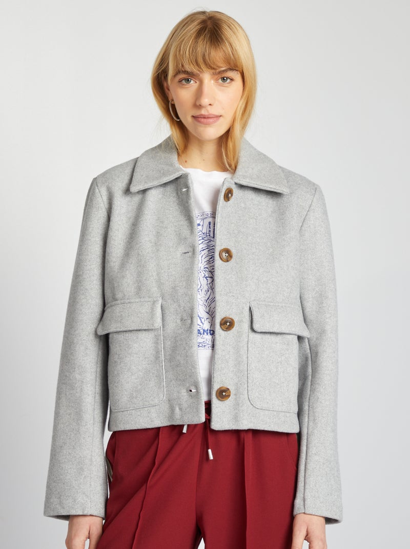 Cappotto court effetto lanetta GRIGIO - Kiabi