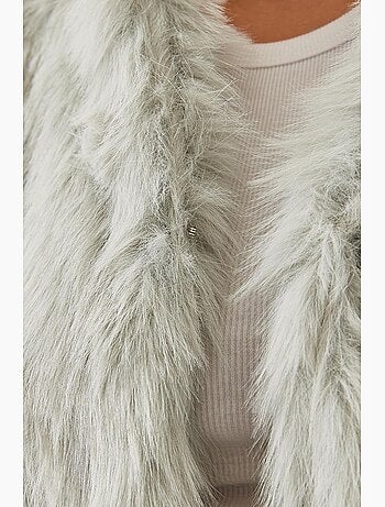 Cappotto crop boxy in pelliccia sintetica lucci