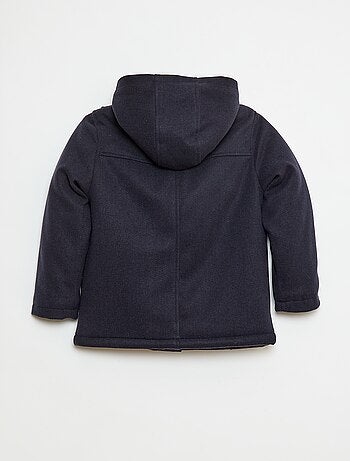 Cappotto effetto lana con cappuccio e fodera calda