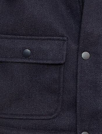 Cappotto effetto lana con cappuccio e fodera calda
