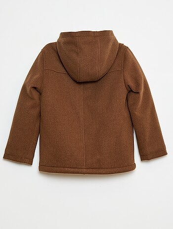 Cappotto effetto lana con cappuccio e fodera calda