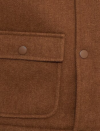 Cappotto effetto lana con cappuccio e fodera calda