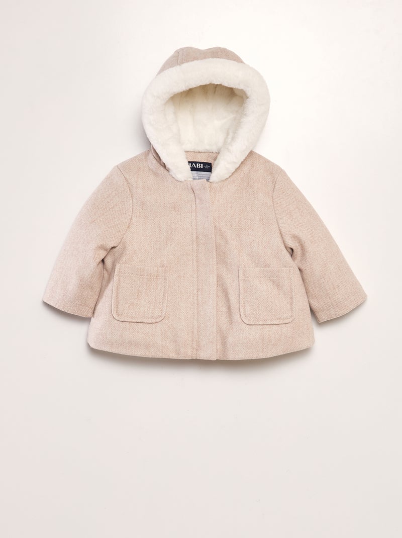 Cappotto effetto lana con pelliccia sintetica ROSA - Kiabi
