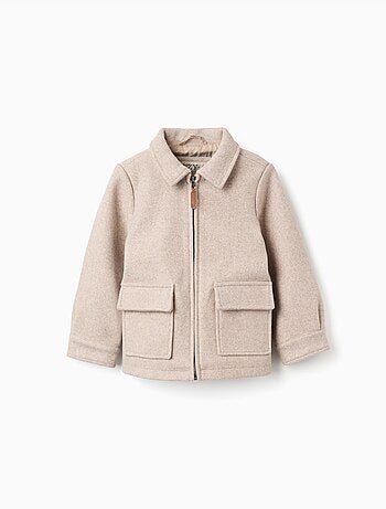 Cappotto effetto lana con zip e tasche con patta 'b&s'