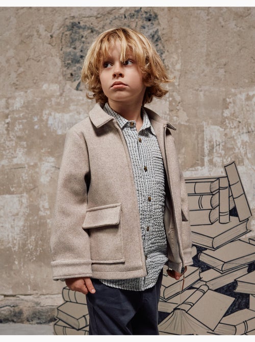 Cappotto effetto lana con zip e tasche con patta 'b&s' - Kiabi